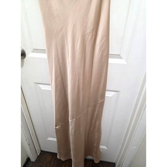 Show Me Your Mumu Champagne Satin Maxi Elegant Formal Dress Open Back Sleeveless - Picture 5 of 8